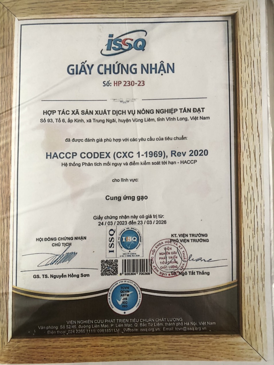 Chứng nhận thương hiệu an toàn chất lượng quốc tế 2021